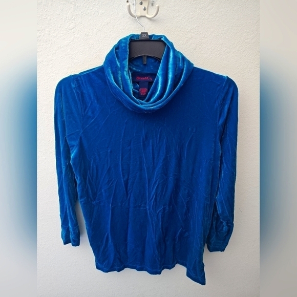 Denim&Co Women's Stretch Knit Velvet Cowl Neck Tunic - Picture 1 of 2